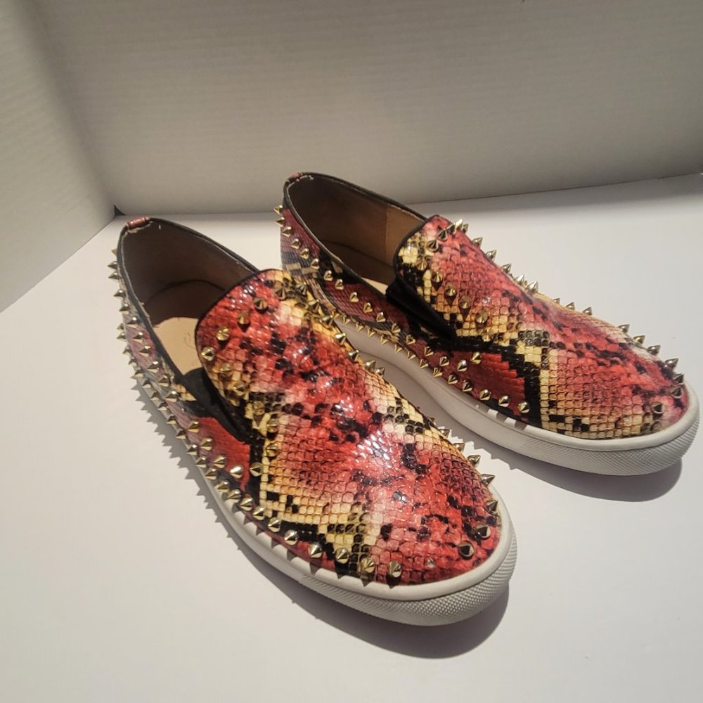 Christian Louboutin PIK Boat Python Shoes Men Size 11 Red Bottom